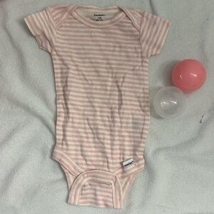 Gerber Pink and White Striped Bodysuit Soft Cotton One Piece